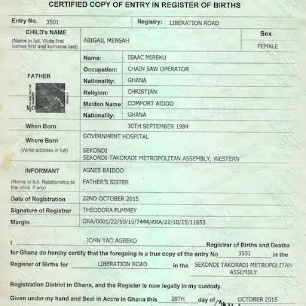 How to Acquire a Birth Certificate in Ghana